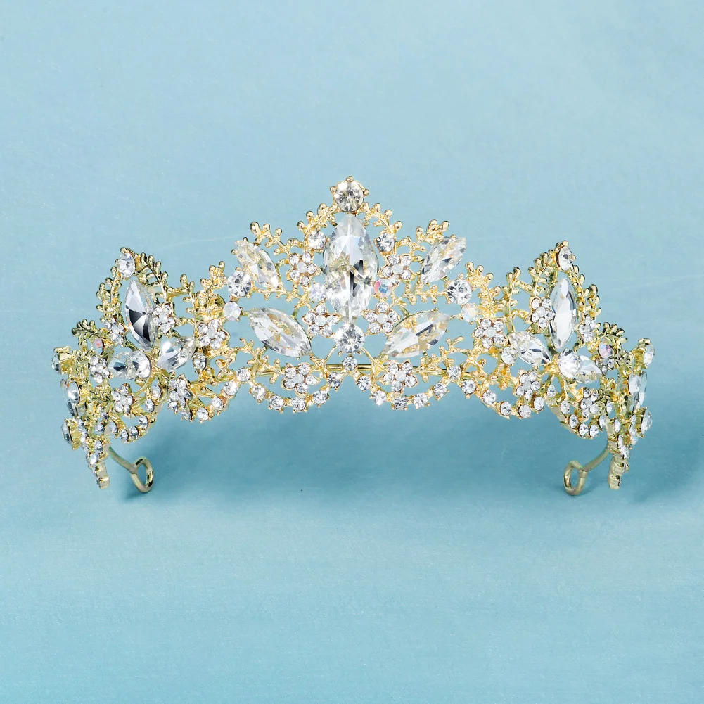 Dame Freiheit Tiara Cosplay Party Krone Silber und Gold funkelnden Strass Hochzeit Krone Braut Kopfschmuck Kleid Accessoires – Detail 11