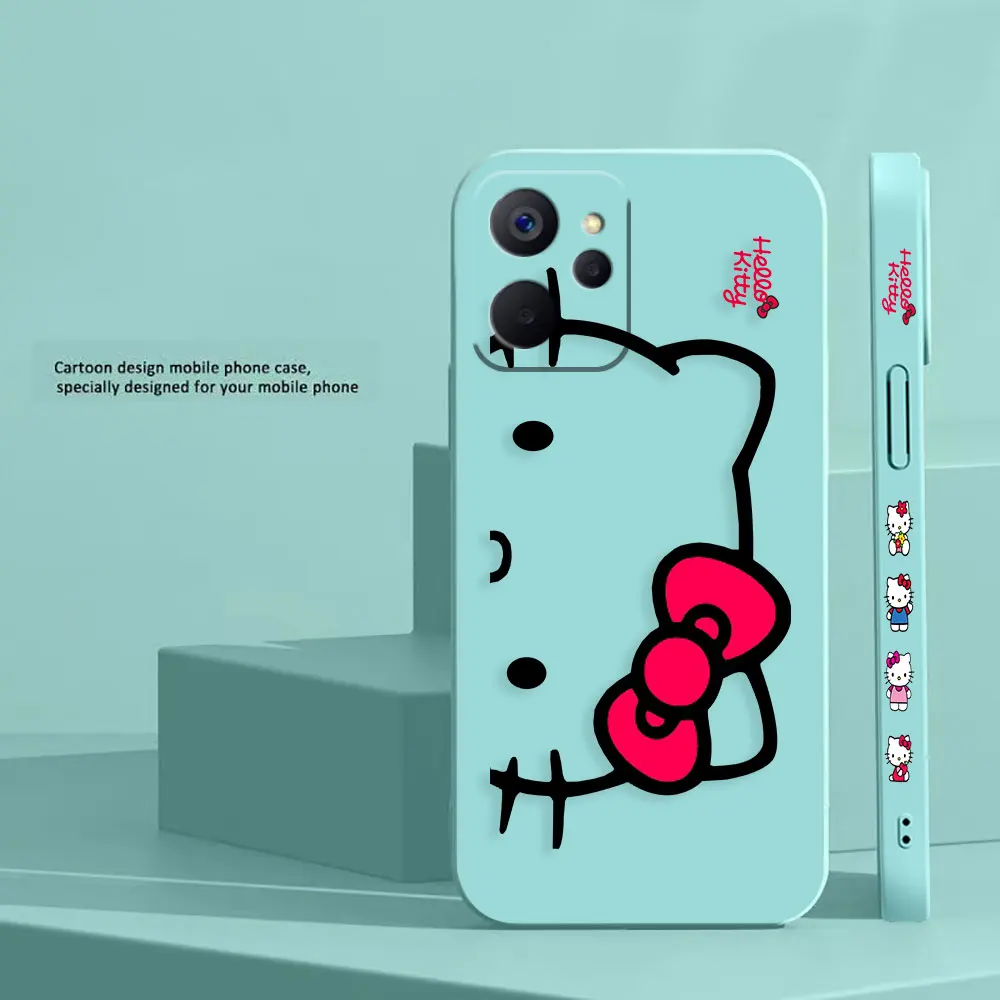 Cute Hello K-Kitty Line Cat Phone Case For OPPO Realme 10 9 8 8I C30 C31 C33 C35 C55 GT NEO 2 3 5 NARZO 50 5G Case Funda Shell