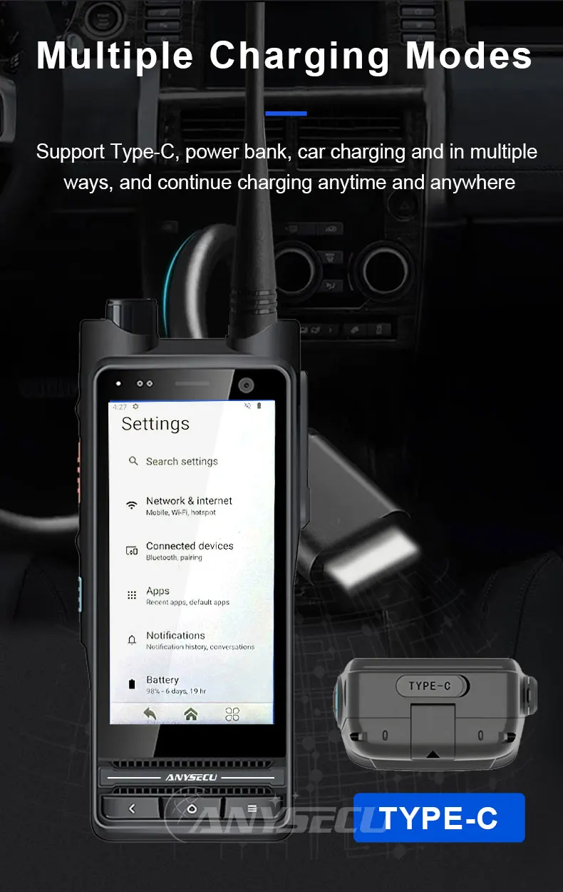 W69 Andriod 14 4G Network Radio With NFC WIFI GPS Work with ZELLO Real-ptt IP68
