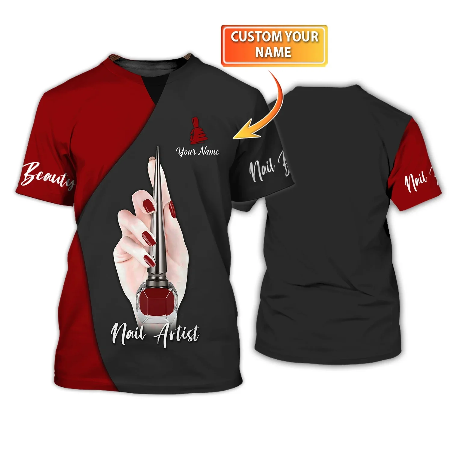 Nail Artist Personalisiertes T-Shirt Manikürist Geschenk Nagelmuster 3D-gedrucktes Sommer-Unisex-Freizeit-T-Shirt [Nicht Arbeitskleidung] DW165 – Detail 33