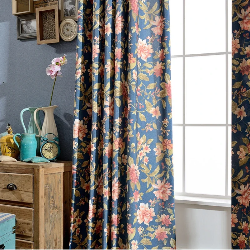 

American Garden-style Curtains for Living Dining Room Bedroom Modern Simple Chinese Printing Pretty Print Design Villa Balcony
