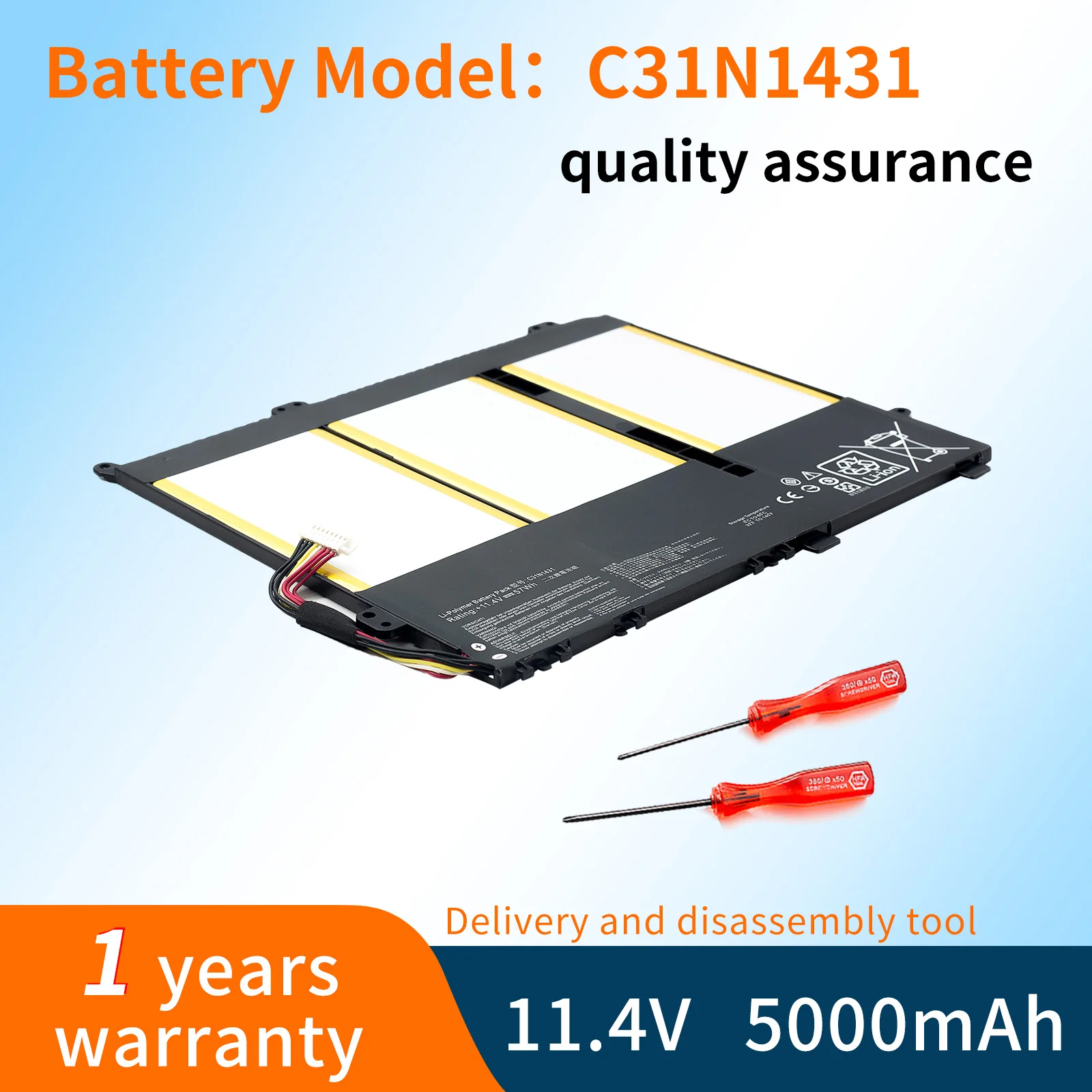 

BVBH 11.4V 57Wh New Laptop Battery C31N1431 for ASUS EeeBook E403S E403SA E403NA E403N