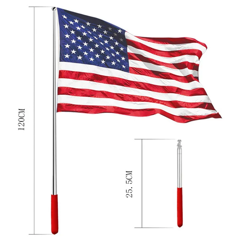 20Pcs Stainless Steel Extendable Pole 1.2M Portable Handheld Flag Pole Telescopic Pointer for Presentations Tour Guide Banner