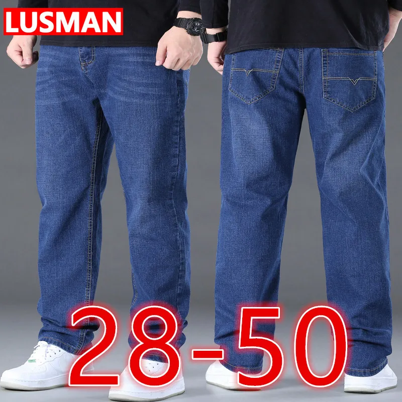 

Man Jeans Big Size High Stretch Denim Fabric Large Size Pants for Fat People 45-150kg Jeans Hombre Wide Leg Jeans Pantalon Homme