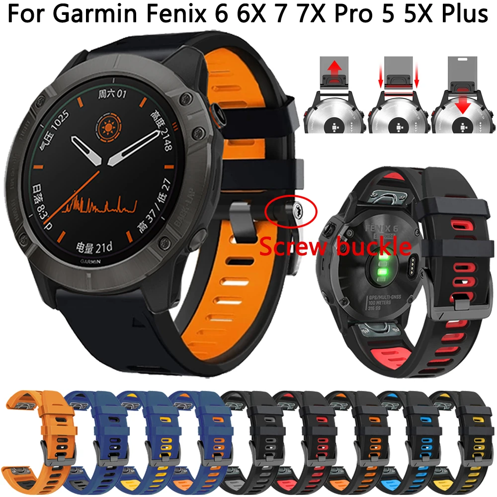 

Quickfit Silicone Band For Garmin Fenix 7X 7 6 6X Pro 5 5X Plus 3 HR Wrist Strap 22mm 26mm 945 Epix Pro Sport Watchband Bracelet