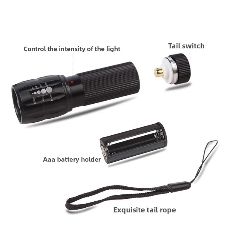 가정용 비상용 손전등: 장거리 줌, 초고휘도 3모드 LED, 배터리로 작동, 소형 텔레스코픽, 사이클링에 이상적