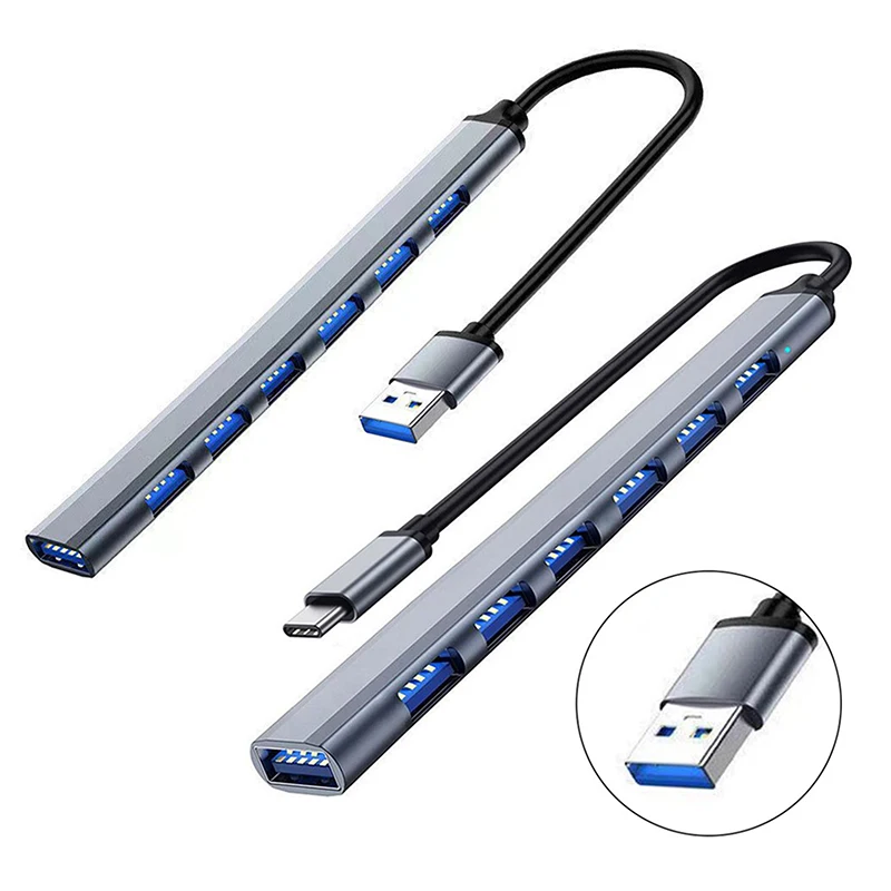 PC 컴퓨터 멀티 포트 USB 3.0 허브, USB 2.0 허브, USB C 타입 허브, 멀티 7 포트 분배기, 고속 5Gbps