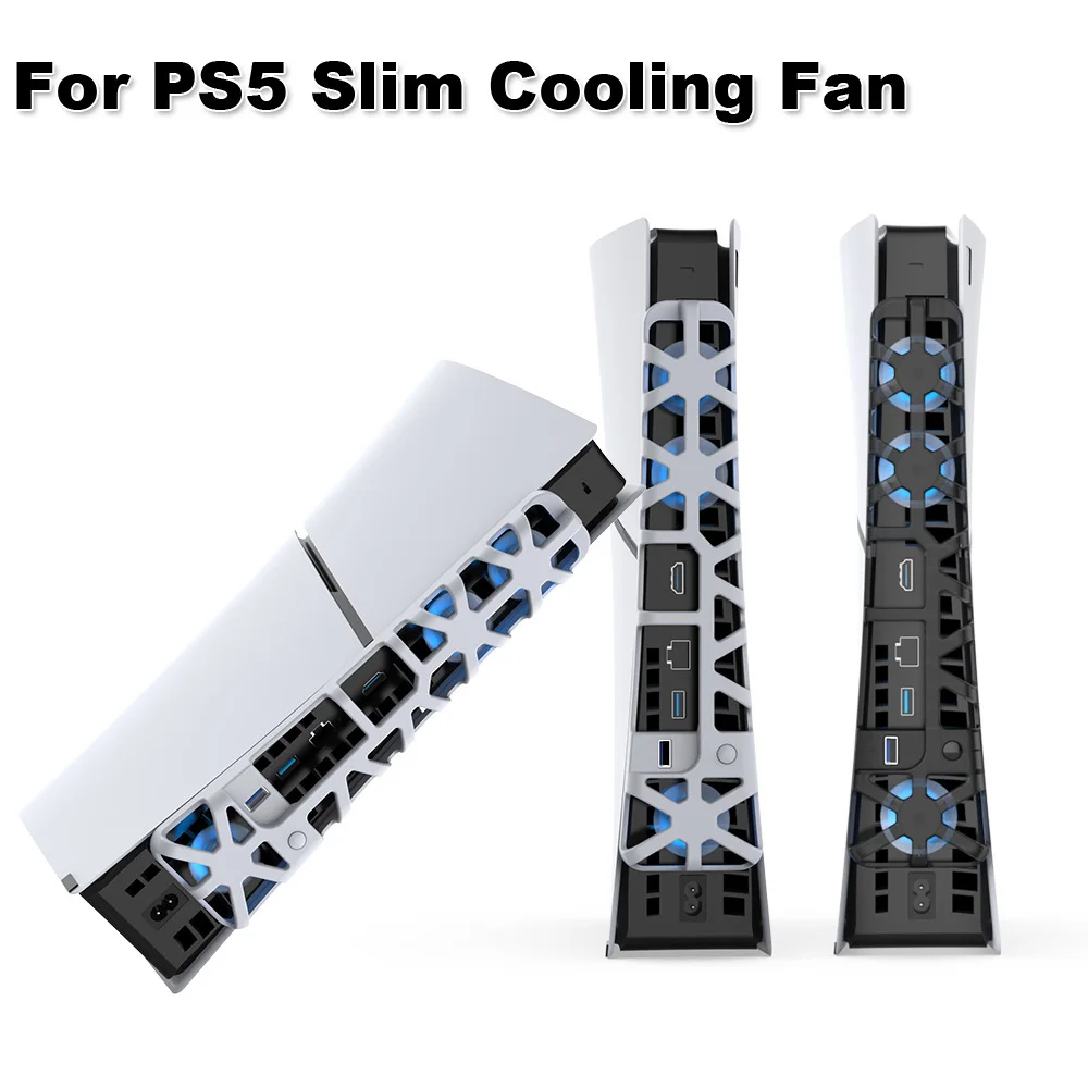 PS5 슬림 콘솔 냉각 팬 쿨러 선풍기, LED 라이트 포함, USB DC 5V 게임 콘솔 후면 냉각 선풍기,  플레이스테이션 슬림용