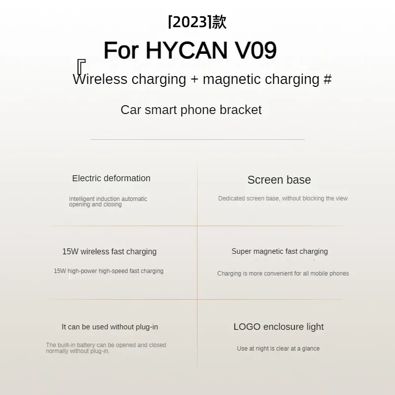HYCAN 차량용 2023 화면 휴대폰 거치대 무선 충전기, 내비게이션 인테리어, 14.6 인치 크기, V09