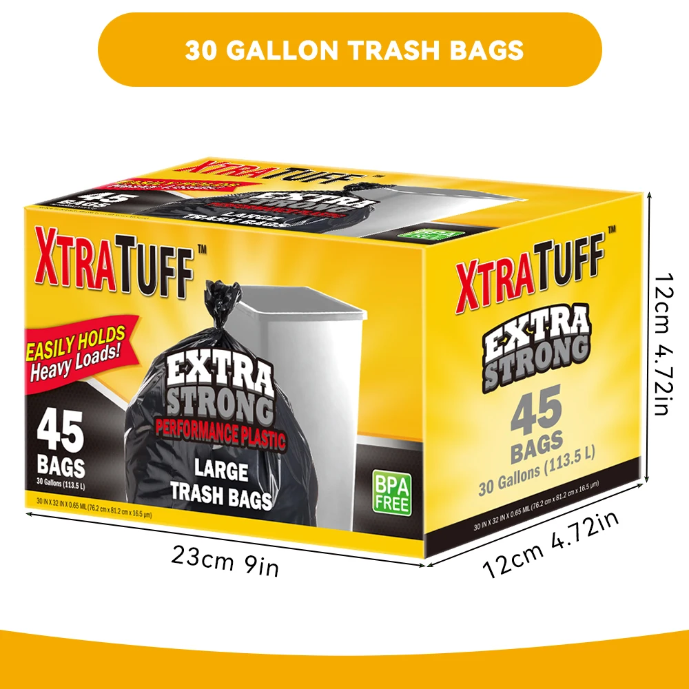 Trash Bags Disposable Trash Bags Garbage Bags Xtratuff Trash Bags 30 Gallon Large Trash Bag Heavy Duty 45 Count