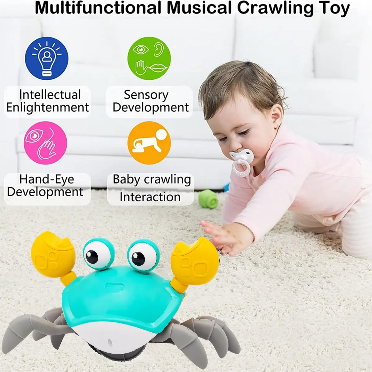Interactive Crab Toy for Babies Creative Crawling Crab Escape Electronic Toys Animal Pet Runaway with Musical Child Gift 2