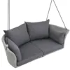 Gray Wicker Hanging Swing Chair with Cushion for 2-Person 5