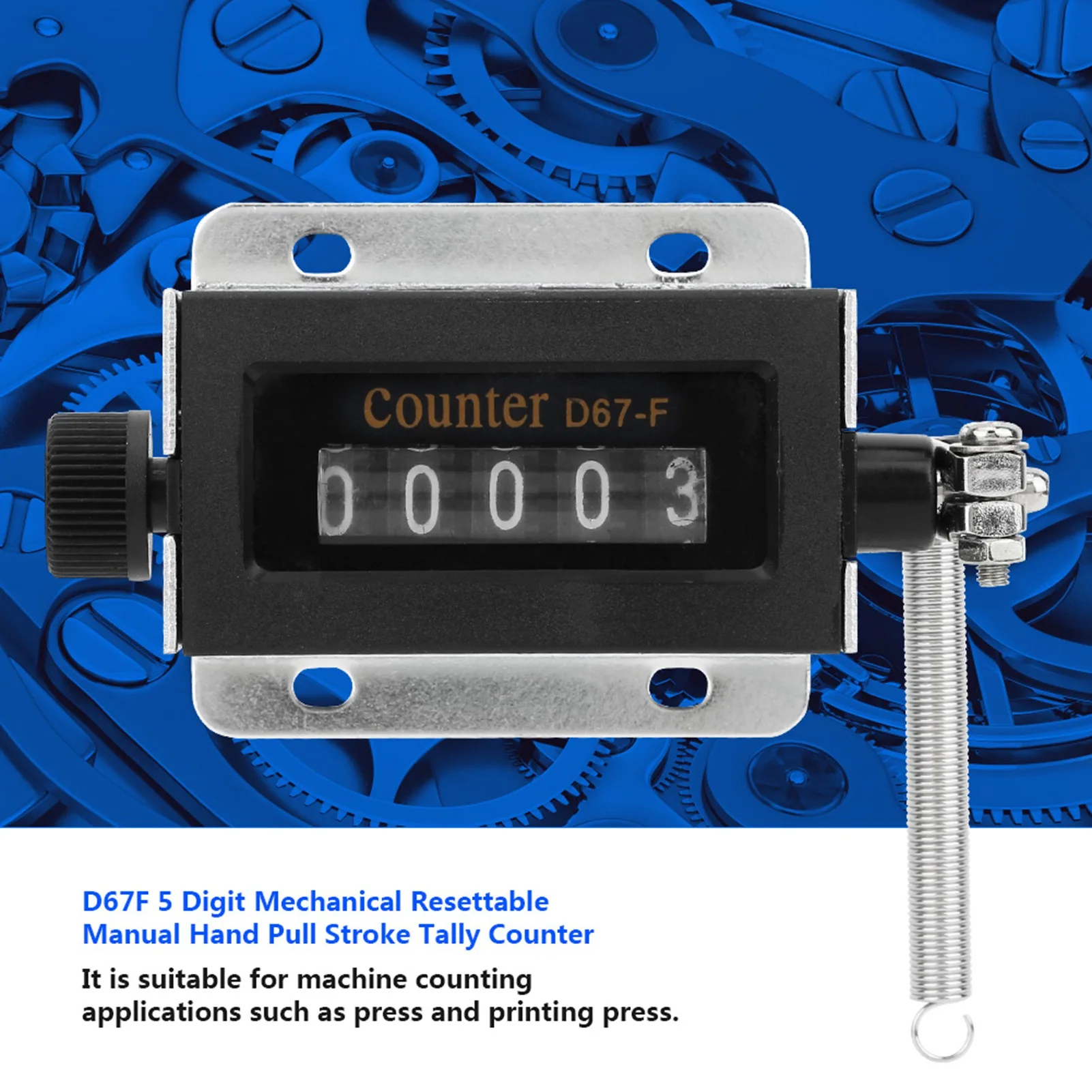 D67F 5 Digit Mechanical Resettable Manual Hand Pull Stroke Tally Counter mechanical tally counter