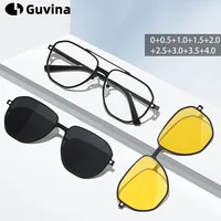 3 in 1 Men Women Polarized Night Vision Sun Clip Magnet Optical Sunglasses Prescription Eyeglasses Driving Glasses With Diopter