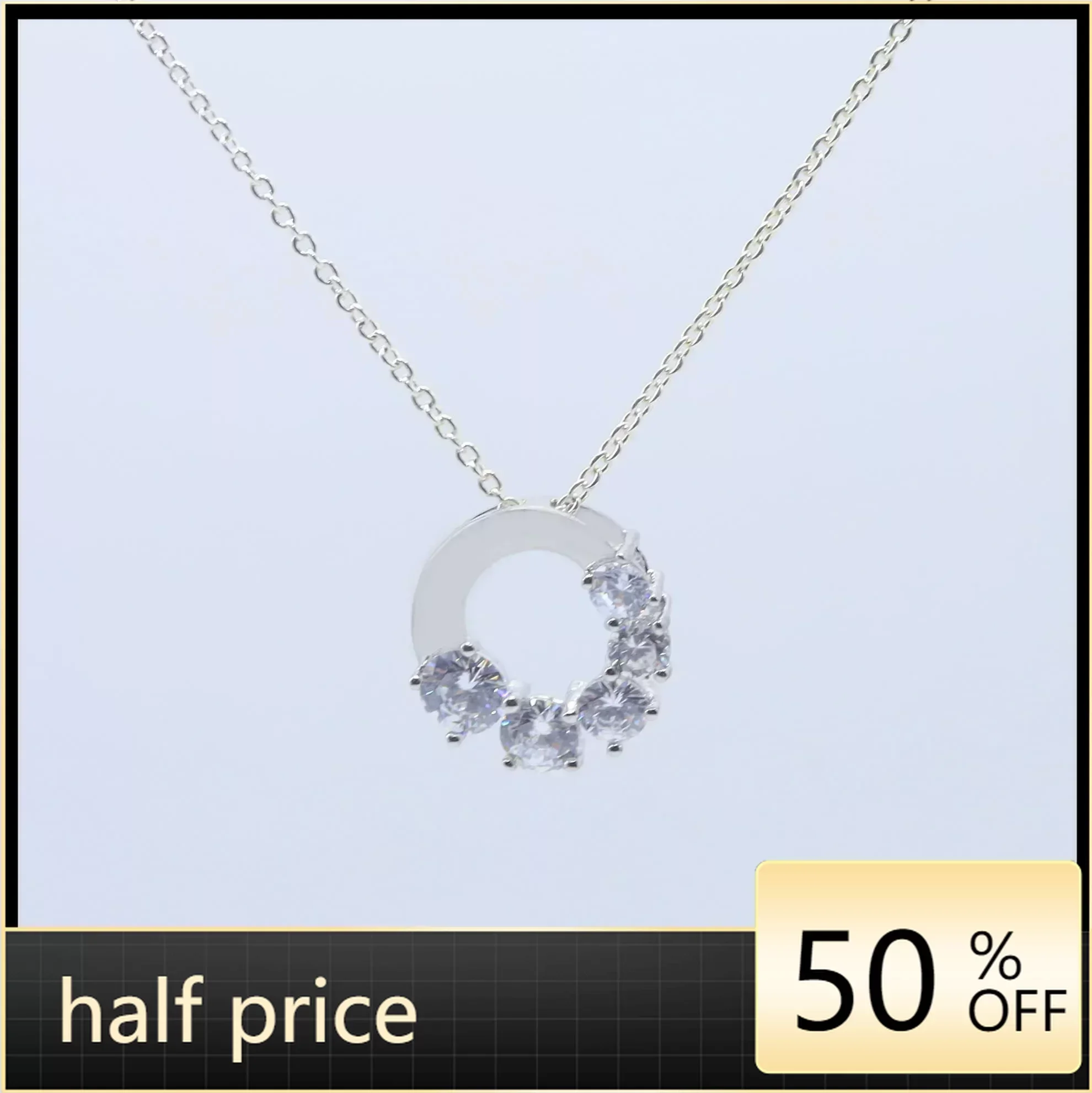 

New Shiny Necklace Circular wreath Ladies Exquisite Jewelry For Gift zircon Inlay Men/Women Wholesale