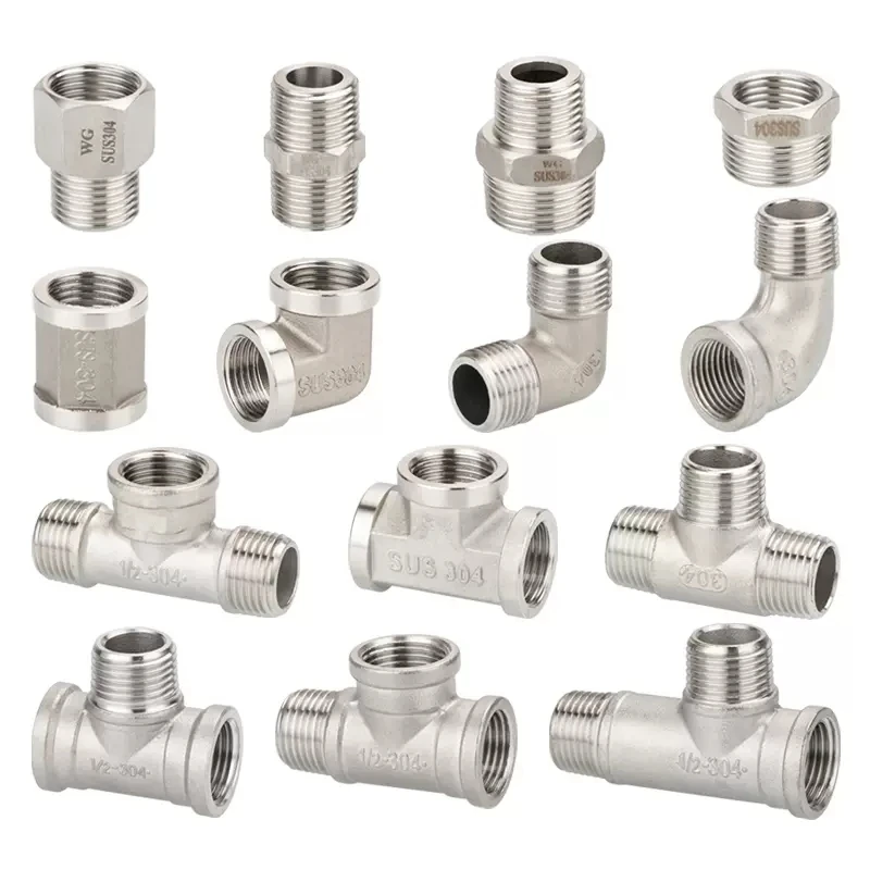 

1Pcs 304 Stainless Steel Water Pipe Joint Tee Elbow 1/2" Inner and Outer Wires Directly Through Connector Plumbing