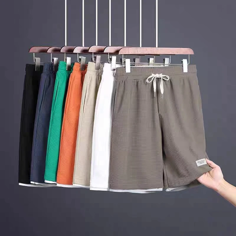 New Summer Men's Running Shorts Gym Wear Fitness Workout Shorts Sport Pants Tennis Basketball Soccer Training Waffle