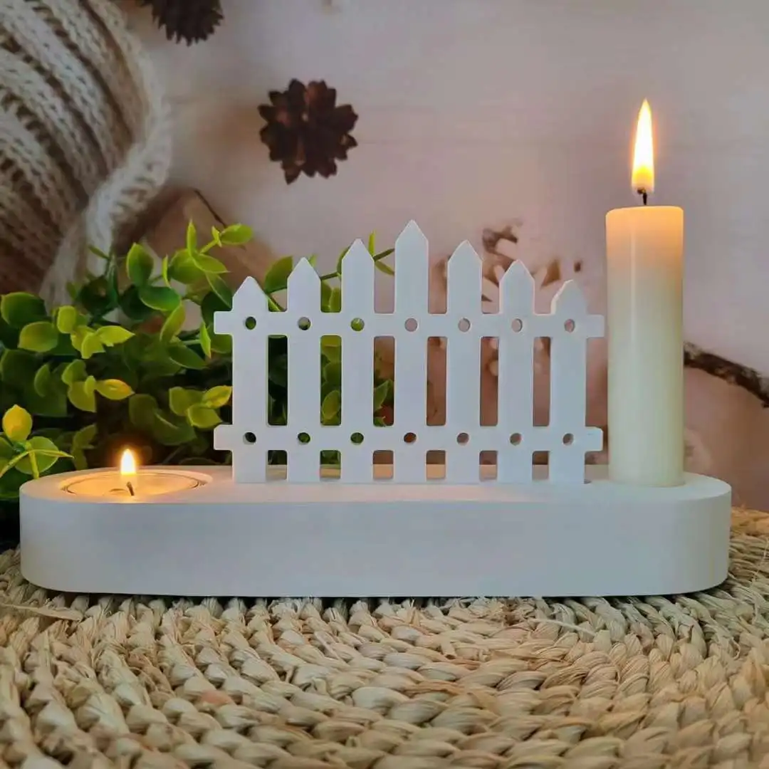 DIY Fence Candle Holder Silicone Mold Concrete Cement Candle Holder Mould Resin Plaster Candle Stand Craft Molds Home Decor