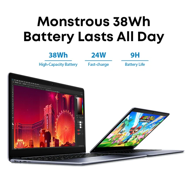 CHUWI – HeroBook Pro pc portable 14.1 pouces, écran FHD, processeur Intel Celeron N4020 Dual Core, UHD Graphics 600, 8 go de RAM, SSD de 256 go, Windows 11 (Copie) – Image 5