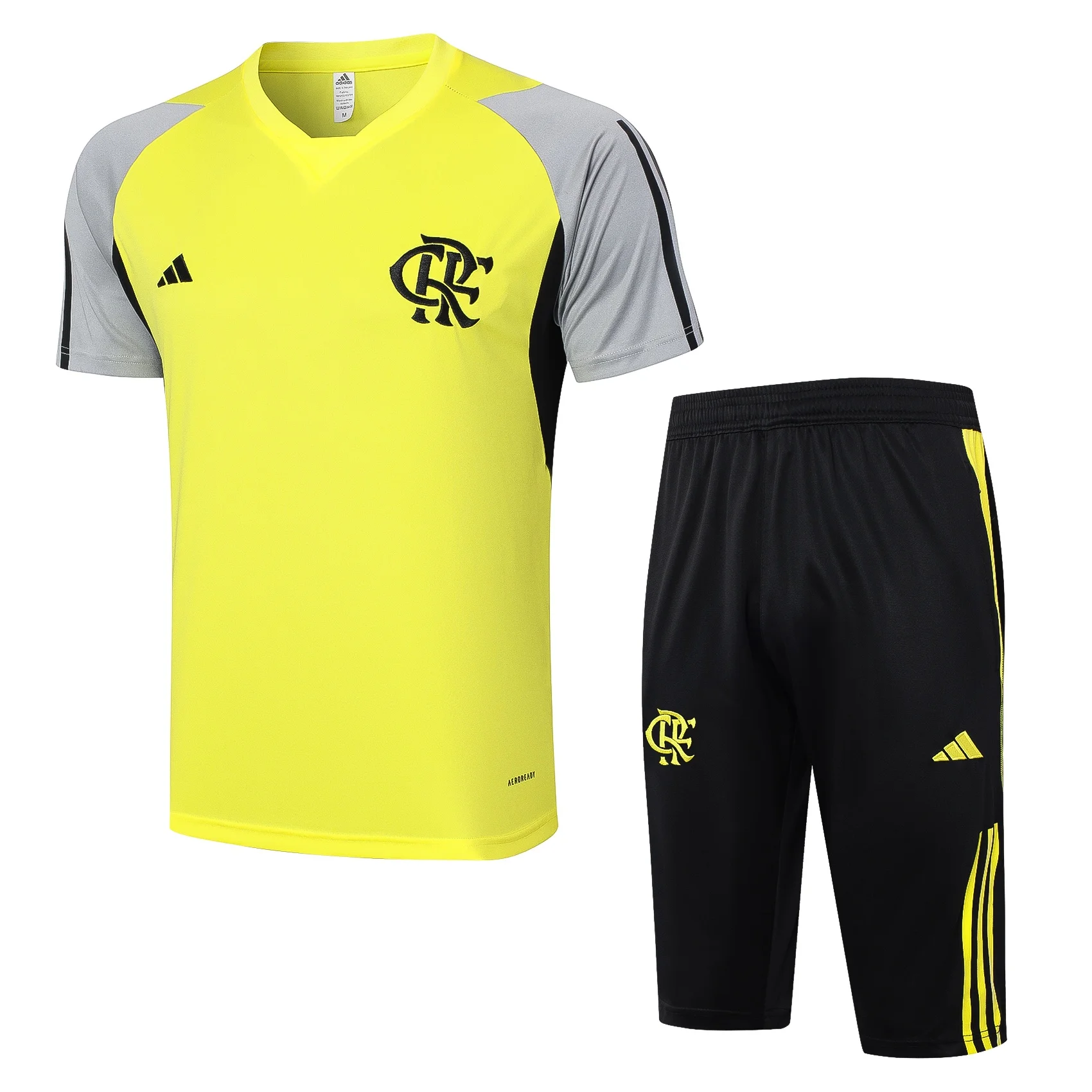 Adidas Soccer Jerseys Men Durable Versatilecropped Trousers Short-sleeved Comfortable Training Suit Yellow and Black
