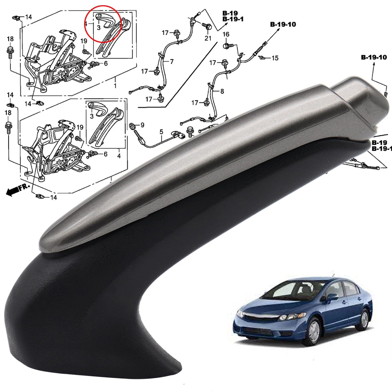 Auto Parkplatz Handbremse Abdeckung Hebel Shell Kit für Honda Civic 2006-2011 – Detail 8