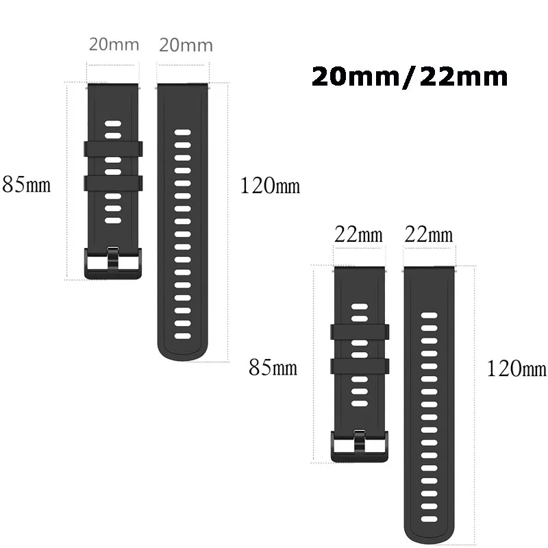 Silicone Watch Band Strap - 20mm/22mm Adjustable Wristband Bracelet