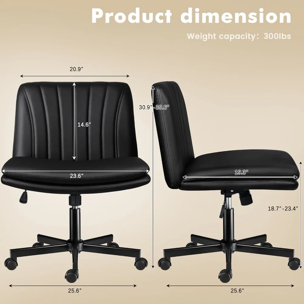 "wheeled ergonomic desk chair with faux leather, wide seating for home office use"