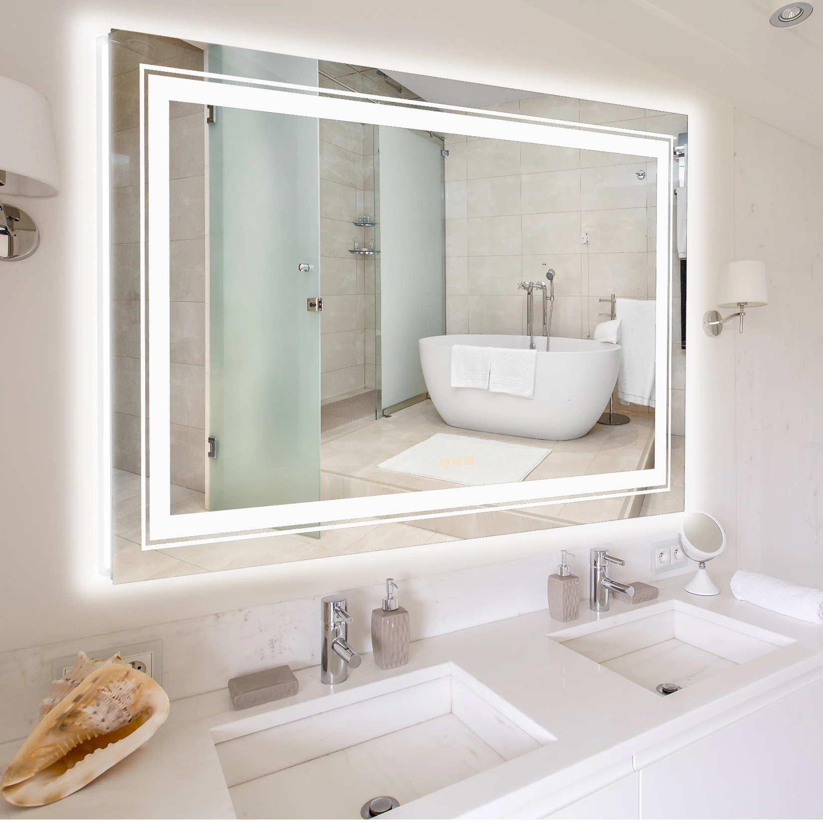 LEDBathroomMirror40x24withFrontandBacklitSteplessDimmable