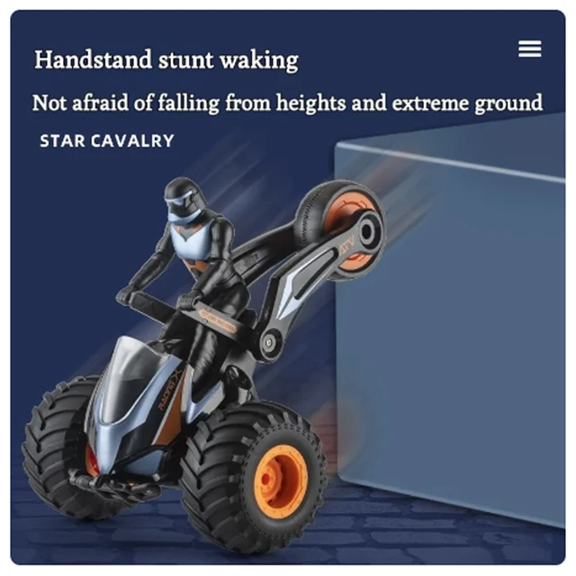 Free Shipping RC Car 2.4G Remote Control Motorcycle Two Forms 360°stunt Rotation Lighting Sound STAR CAVALRY Children's Toy Gift 2