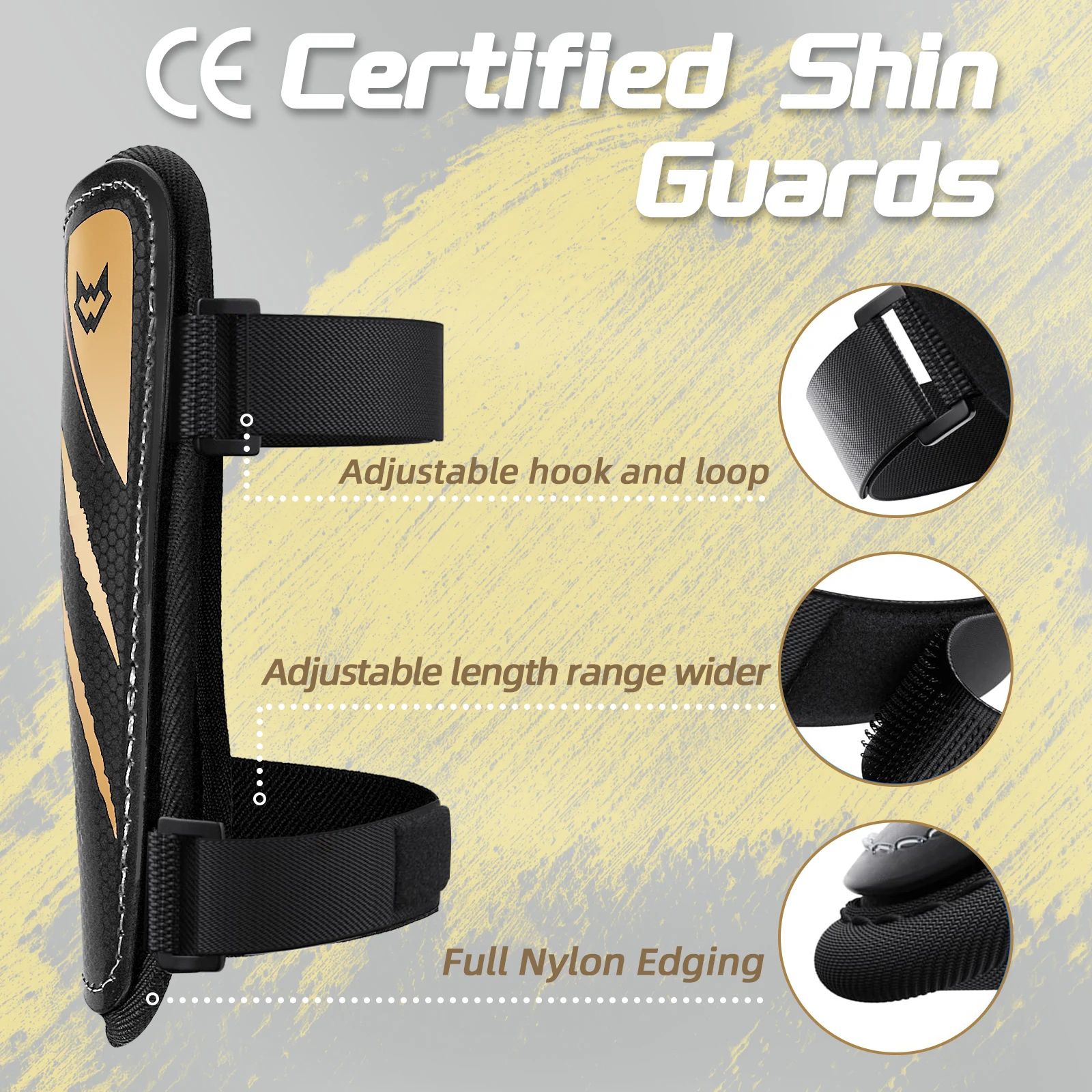 WVVOU Kids Shin Guards, Boys and Girls Soccer Shin Guards, Men's Soccer Guards with Double Adjustable Straps, Super Impact
