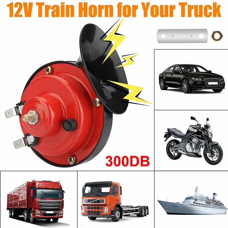12V 300DB Super Loud Train Horn Waterproof for Motorcycle Car Truck SUV  Boat Red