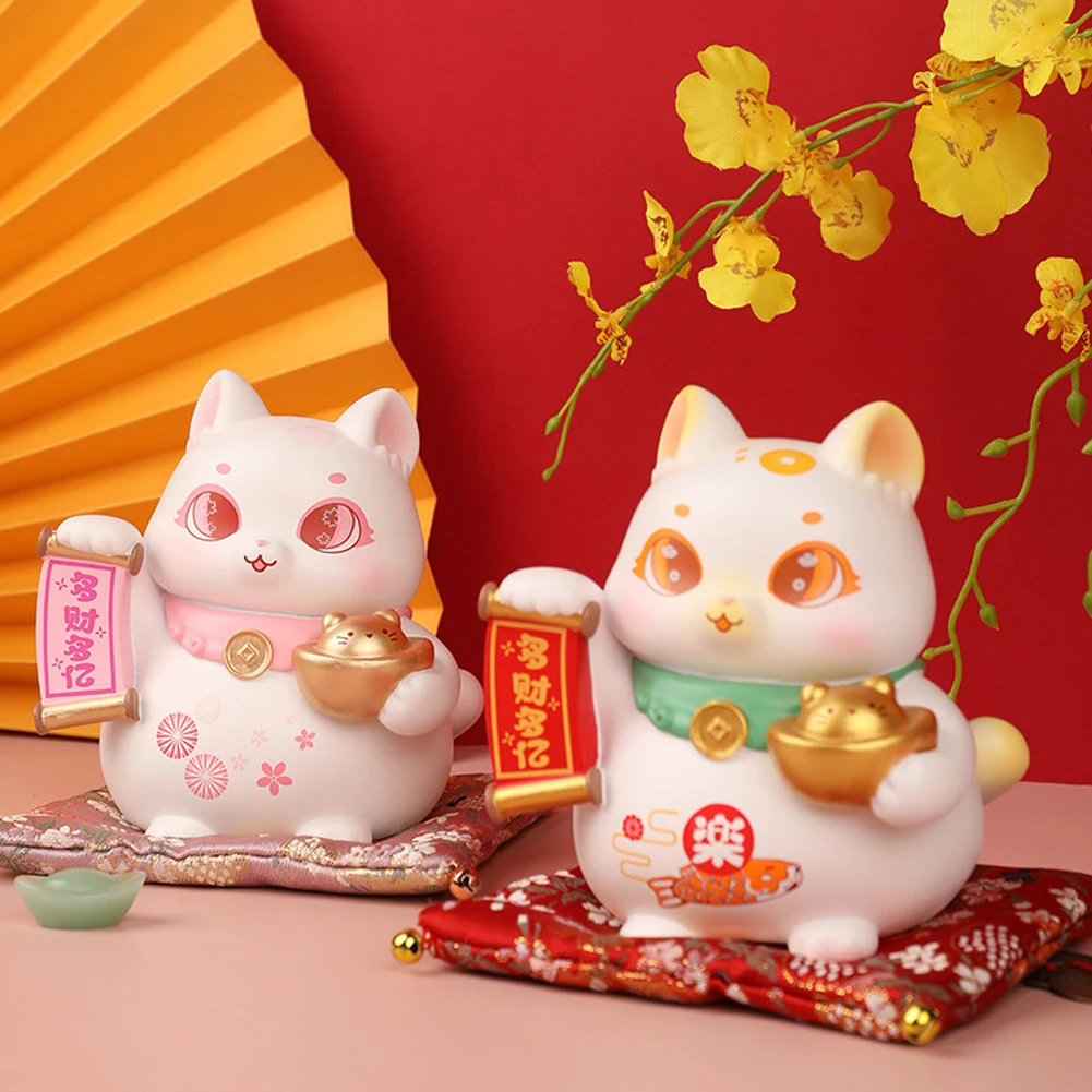 

Chinese Lucky Wealth Cat Home Decor Fortune Cat Sculpture Statue Home Office Decor Car Ornament New Year Decoration Accessiores