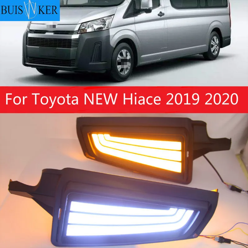 

2 шт. для Toyota NEW Hiace 2019 2020 Автомобильный светодиодный дневный ходовой светильник DRL противотуманная фара украшение с сигналом поворота