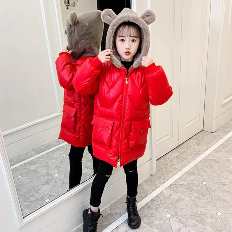 Manteau D'hiver Long Pour Fille 2-10 Ans - Chaud Avec Capuche à Flocons, Parka épaisse Coupe-vent