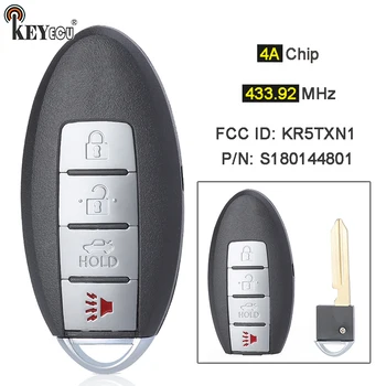 Keyforkess 433.92MHz PCF7953M 4A Chip S180144801 KR5TXN1 Keyless-go Smart Remote Car Key Fob 4 pulsanti per Nissan Altima 2019-2021