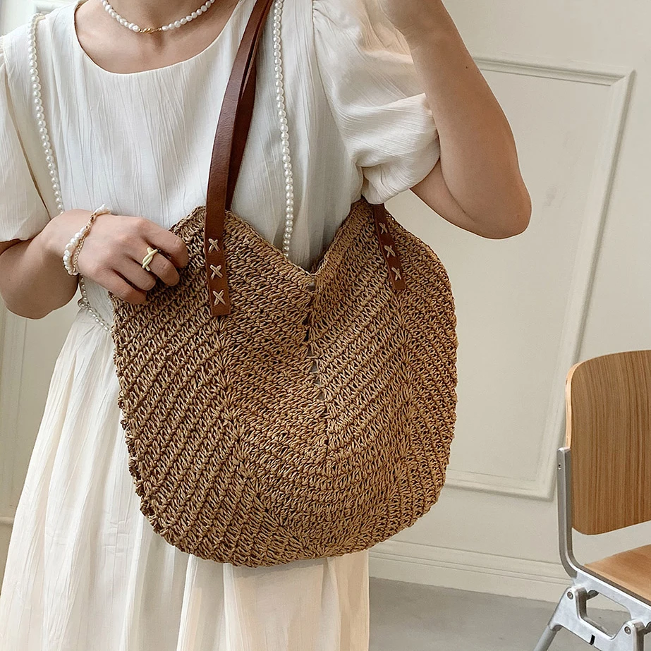 2023 Designer Straw Bag for Summer Woven Tote Bags Women Beach Shoulder Large Capacity Handbags