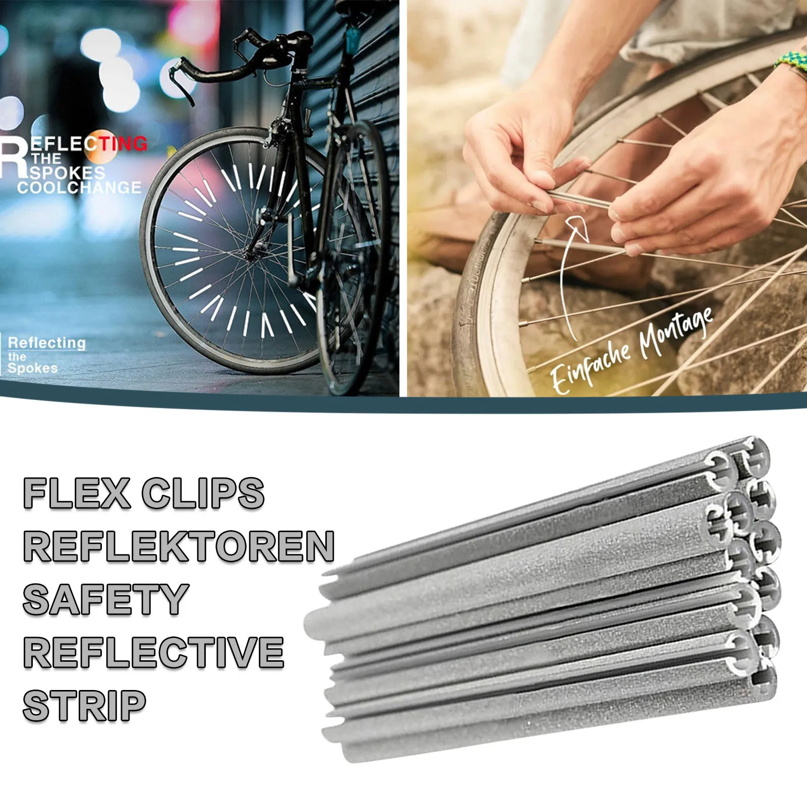 

36pcs/Pack Bicycle Wheel Spoke Reflector Tubes Strip Reflective Mount Clip Tube Warning Strip Mountain Rear Bike Reflector Light