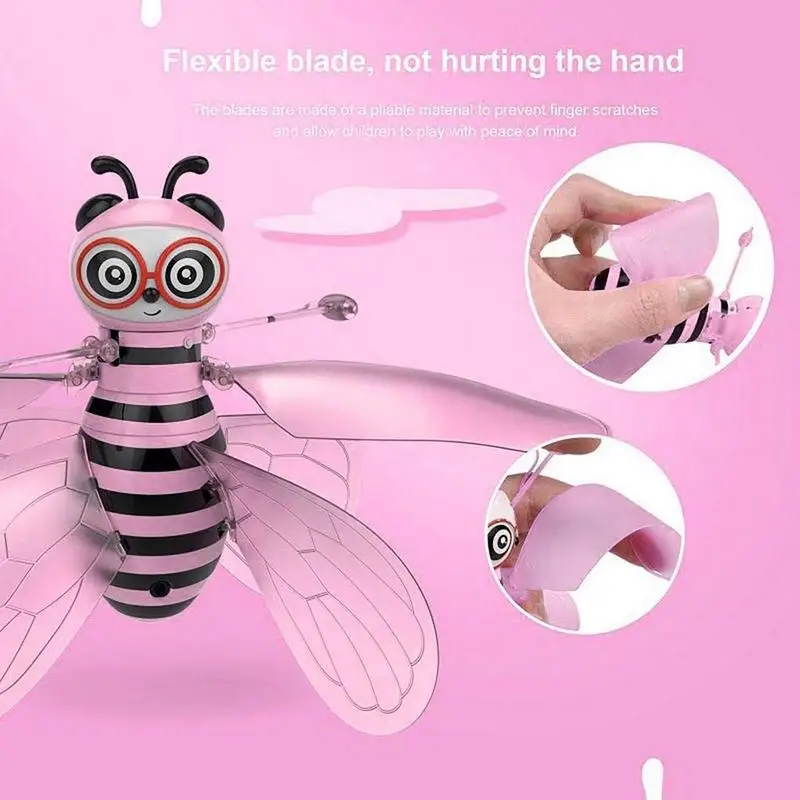 Boîte cadeau contenant un mini drone abeille jouet enfant, volant avec capteur infrarouge, idée Noël.
