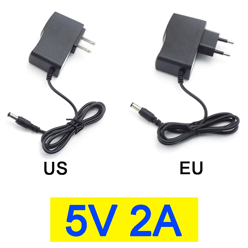 AC 100V-240V DC Power supply Adapter plug Converter 5V 2A 2000ma For LED Strip Light CCTV Charger Switch 5.5x2.5mm US/EU plug W1 australian au plug 12v 2a 2000ma 100 240v ac to dc power adapter supply charger charging for cctv camera systems