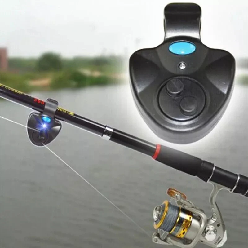 Electronic Fishing Bite Alarm With Led Light Sound Alert Universal Rod Clip Waterproof Lightweight Sensitive