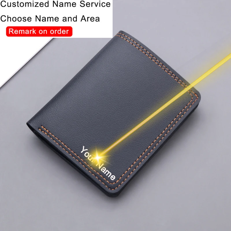 CustomizedNameMenShortWalletCardHolderCoinPocketIDCreditCardHolderFoldingLeather