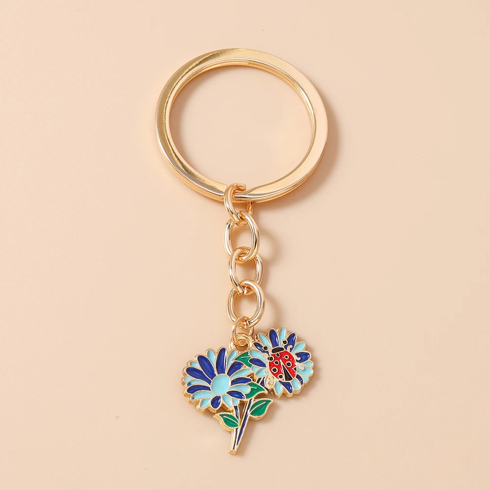 Aihua Niedlicher Emaille-Bienen-Schlüsselanhänger Gänseblümchen-Blumen-Schlüsselring Anhänger für Autoschlüsselhalter Damen Mädchen Handtaschen-Deko DIY Schmuck Geschenke – Detail 7