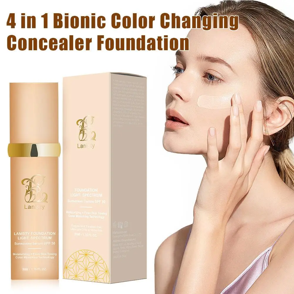 4-in-1 Foundation Liquid Magic Color Changing Soft Matte Long Lasting Hydrating Makeup Base Spf 50++