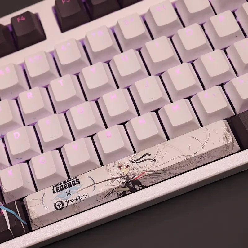 Azur Lane Ijn Kawakaze Keycap Pbt Dye Subbed Backlit Keycaps Desenhos Animados Anime Gaming Key Caps para Ansi 61 87 104 108 Conjunto Chaves - Imagem 2