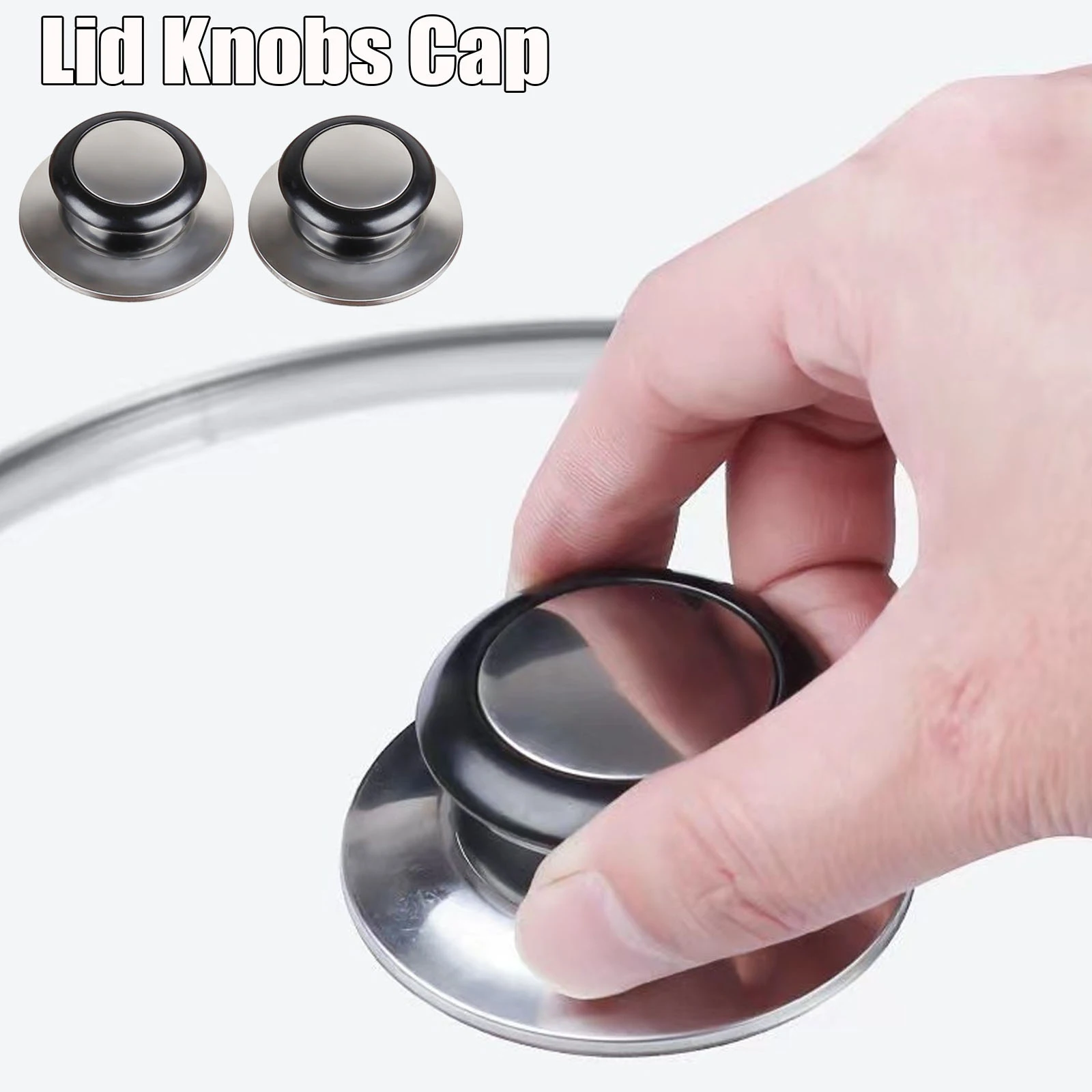 2pcs Replacement Lifting Handle Universal Pot Lid Holding Handle Glass Lib  Cover Knob Cap For Kitchen Cookware Handgrip