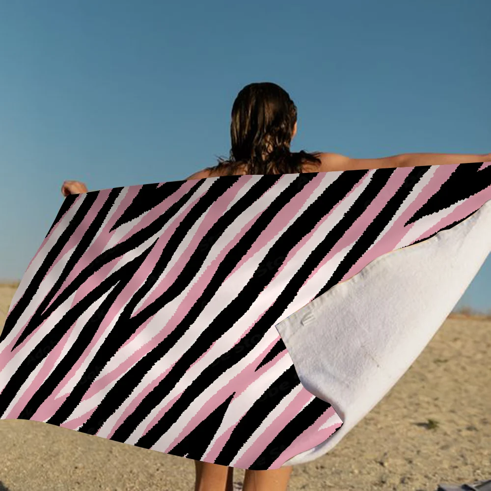 serviette de plage, serviette coton, motif zébré, séchage rapide, serviette sport,