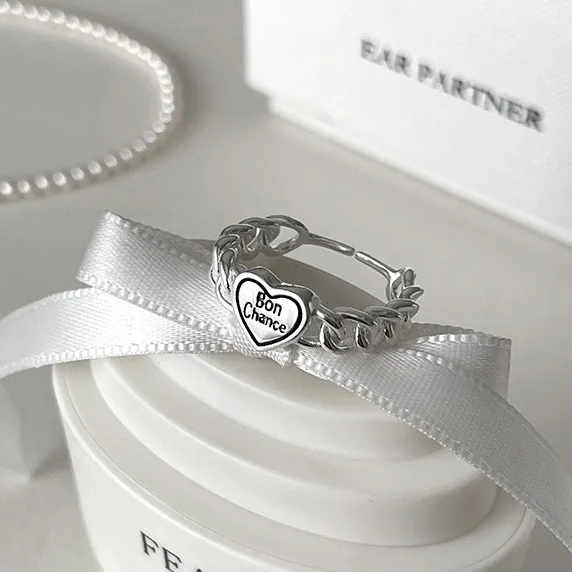 

Регулируемые кольца для женщин, серебро 925 пробы, с надписью «Good Luck To You in French»