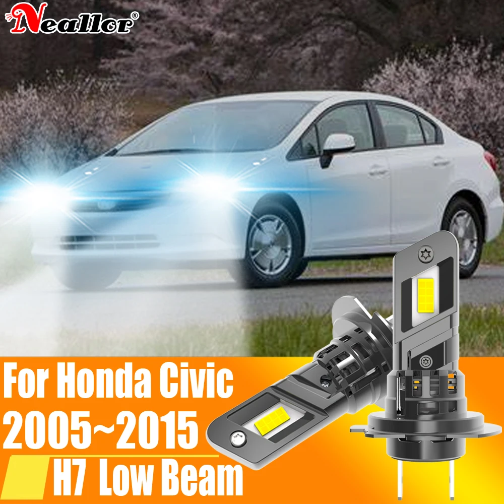 

2 шт., Автомобильные светодиодные лампы H7 Canbus H18 6000K 12 В 55 Вт для Honda Civic 2005-2015