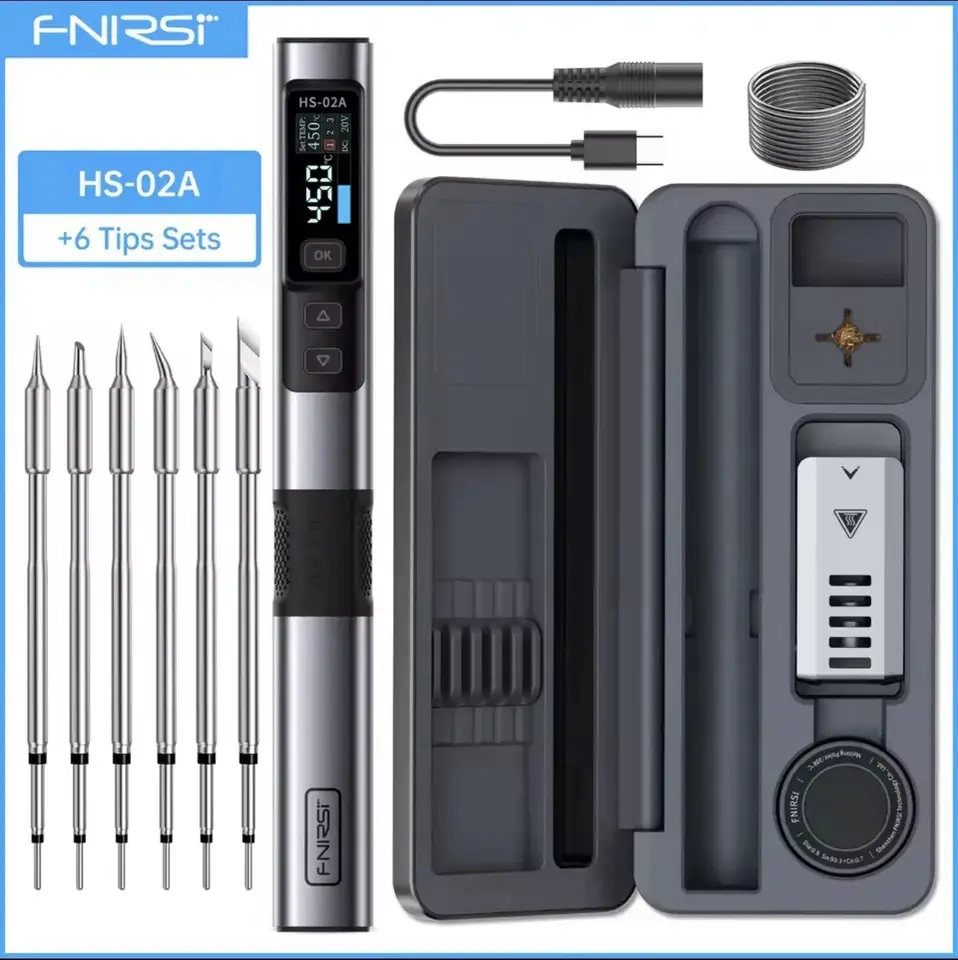 FNIRSI HS-02A Soldering Iron with 6 Tips High-Power 100W Adaptable to Quick Charging PD/QC Protocol,USB-C Smart Soldering Iron image 1