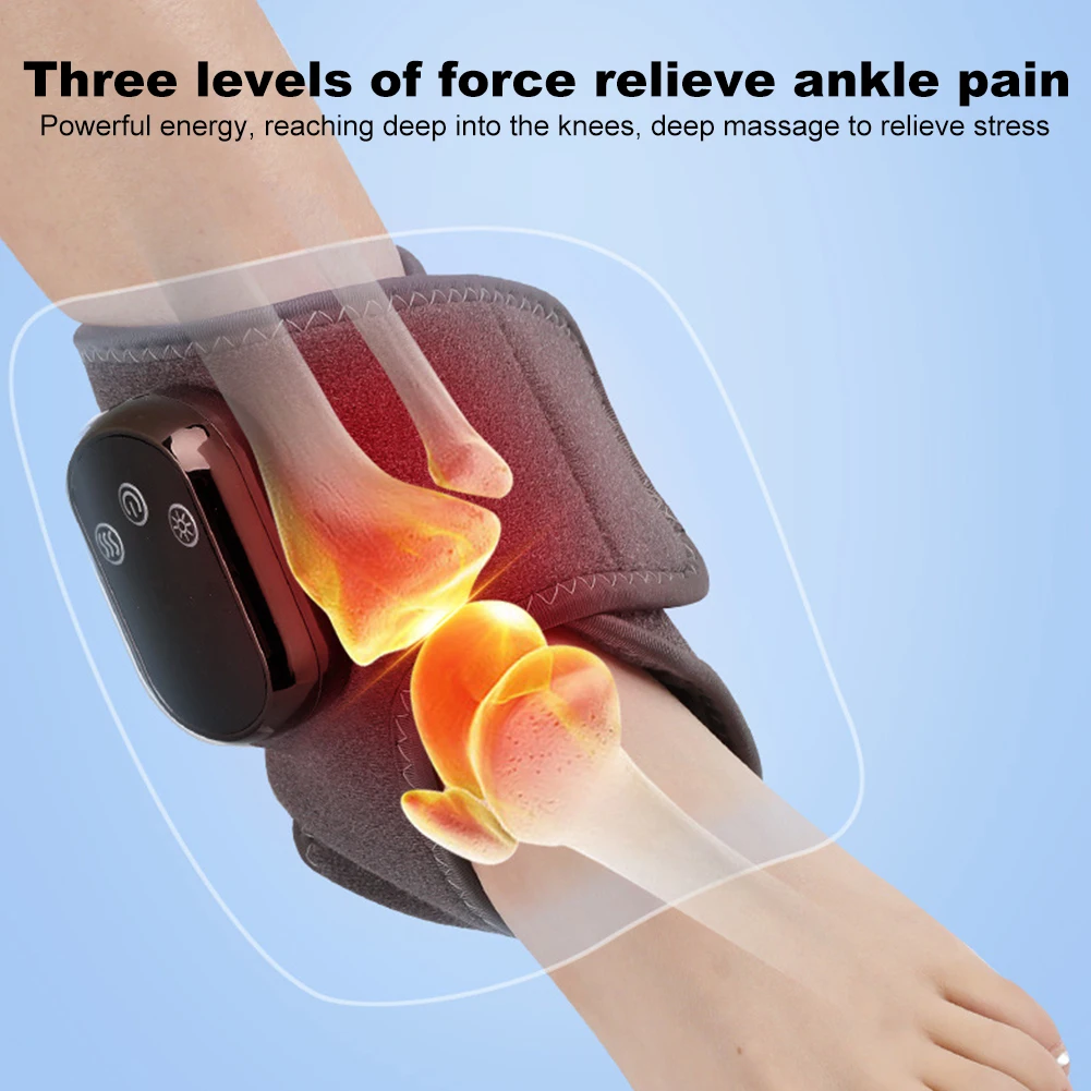 Cordless Electric Heat And Vibration Ankle Massager Infrared Hot Compress Therapy Ankle Massage Heated Wrap Support Brace Foot P